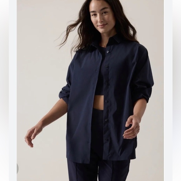 Athleta Oversized Poplin Top xs - Picture 1 of 6